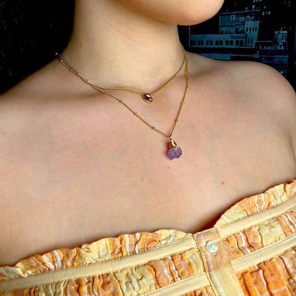 Boho Two-Layer Crystal Necklace - image 1